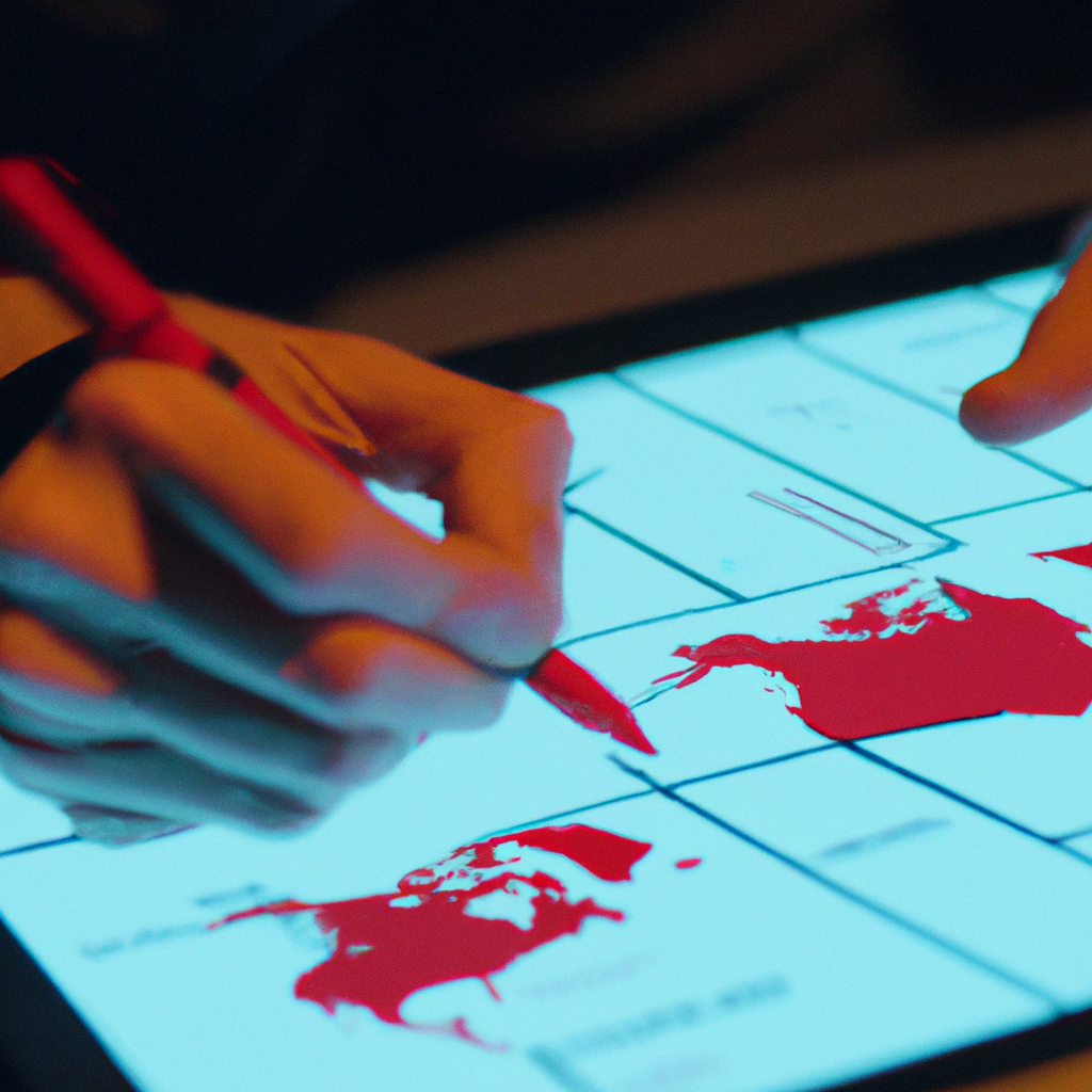 Student analysing spreadsheets with a Canadian map visualization